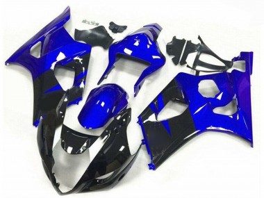 2003-2004 Suzuki GSXR 1000 Motorcycle Fairings - Blue Glossy Black Stripe