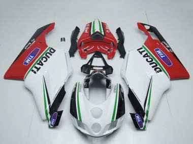 2005-2006 Ducati 749 999 Motorcycle Fairings - White Red Green Glossy Black Enel Generali Tim