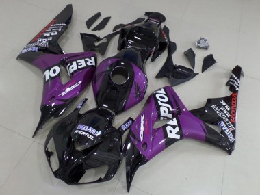 2006-2007 Honda CBR1000RR Motorcycle Fairings - Glossy Black Purple Repsol