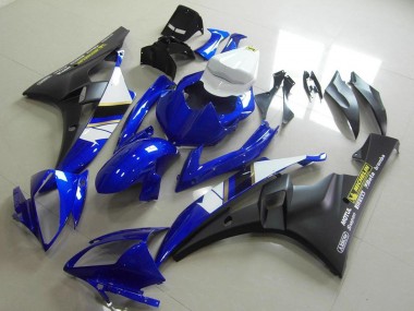2006-2007 Yamaha YZF R6 Motorcycle Fairings - White Blue Matte Black Motul Michelin