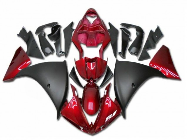 2009-2011 Yamaha YZF R1 Motorcycle Fairings - Red Matte Black