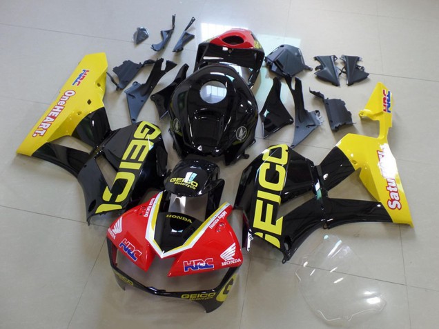 2013-2023 Honda CBR600RR Motorcycle Fairings - Yellow Red Glossy Black Geico