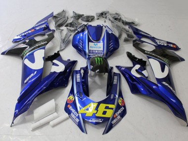 2017-2023 Yamaha YZF R6 Motorcycle Fairings - White Blue Green Monster MoviStar
