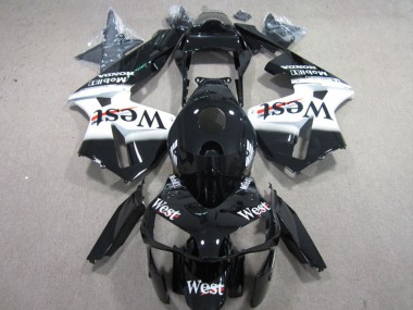 2003-2004 Honda CBR600RR Motorcycle Fairings - Glossy Black White West