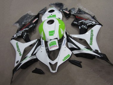 2007-2008 Honda CBR600RR Motorcycle Fairing Kits - White Green Glossy Black Hannspree