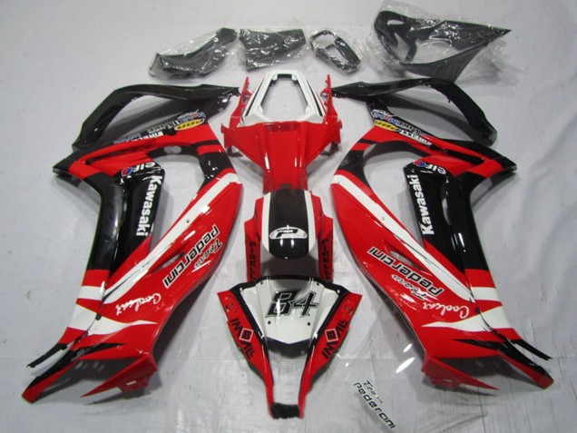 2011-2015 Kawasaki ZX10R Motorcycle Fairings - White Red Black Pedercini