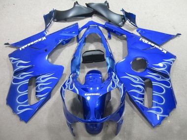 2002-2006 Kawasaki ZX12R Motorcycle Fairings - Blue White Flame