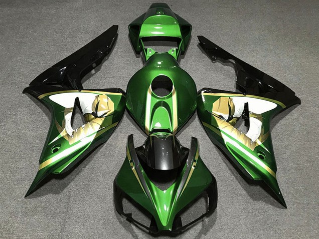 2006-2007 Honda CBR1000RR Motorcycle Fairings - Green White Gold Glossy Black