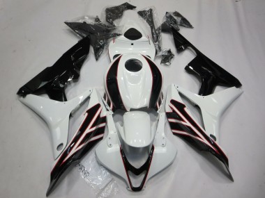 2007-2008 Honda CBR600RR Motorcycle Fairings - White Glossy Black OEM Style