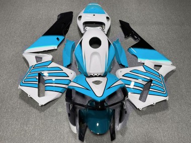 2005-2006 Honda CBR600RR Motorcycle Fairings - White Light Blue Wings