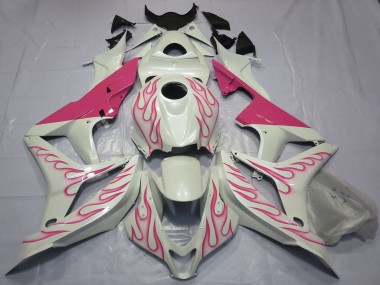 2007-2008 Honda CBR600RR Motorcycle Fairings - White Pink Flame