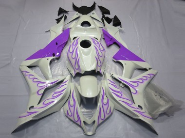 2007-2008 Honda CBR600RR Motorcycle Fairings - White Purple Flame