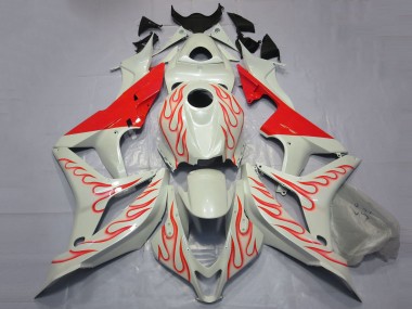 2007-2008 Honda CBR600RR Motorcycle Fairings - White Red Flame