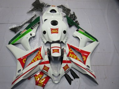 2007-2008 Honda CBR600RR Motorcycle Fairings - White Red Green Yellow San Carlo