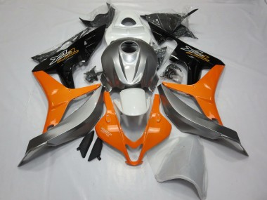 2007-2008 Honda CBR600RR Motorcycle Fairings - Silver Orange Glossy Black