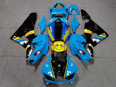 2013-2023 Honda CBR600RR Motorcycle Fairings - Blue Yellow Glossy Black Shark