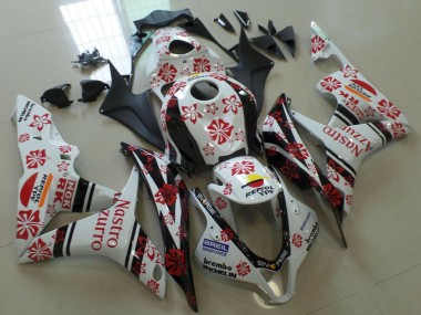 2007-2008 Honda CBR600RR Motorcycle Fairings - White Red Black Nastro Azzurro