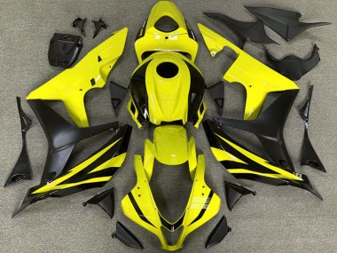 2007-2008 Honda CBR600RR Motorcycle Fairings - Yellow Matte Black OEM Style