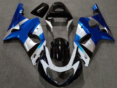 2000-2002 Suzuki GSXR 1000 Motorcycle Fairings - Blue Silver Glossy Black OEM Style