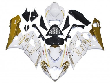 2005-2006 Suzuki GSXR 1000 Motorcycle Fairings - White Gold Corona Custom