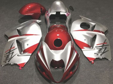 1996-2007 Suzuki GSXR 1300 Motorcycle Fairings - Glossy Red and Silver