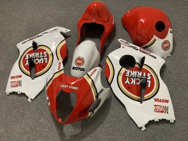 1996-2007 Suzuki GSXR 1300 Motorcycle Fairings - White Red Lucky Strike