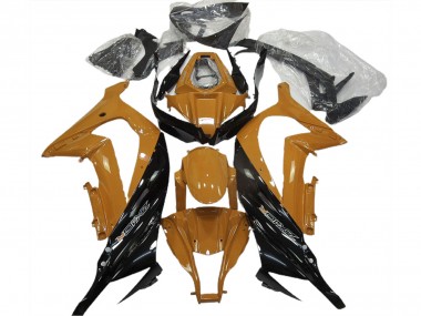 2011-2015 Kawasaki ZX10R Motorcycle Fairings - Dark Orange Glossy Black
