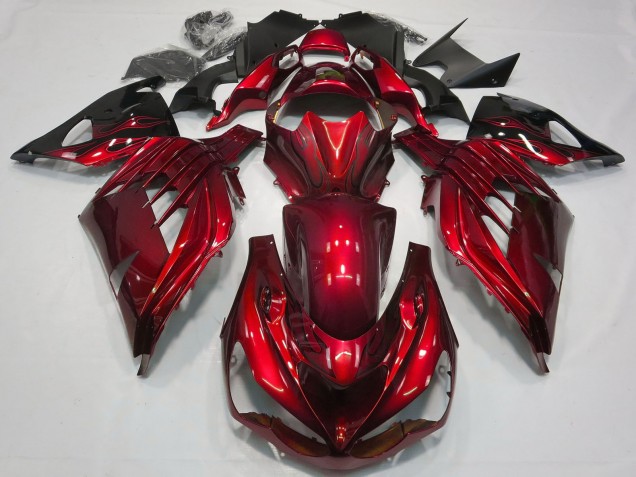 2012-2024 Kawasaki ZX14R ZZR1400 Motorcycle Fairing - Red Glossy Black