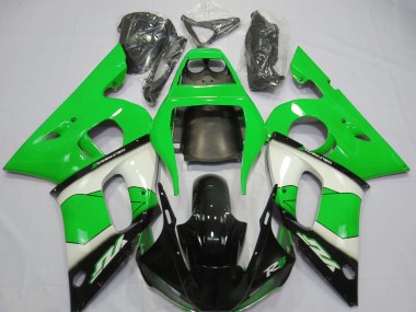 1998-2002 Yamaha R6 Motorcycle Fairing - Green White Glossy Black