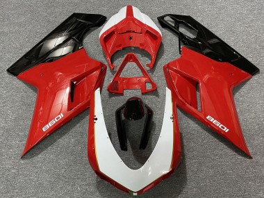 2007-2014 Ducati 1098 Motorcycle Fairings - White Red Black