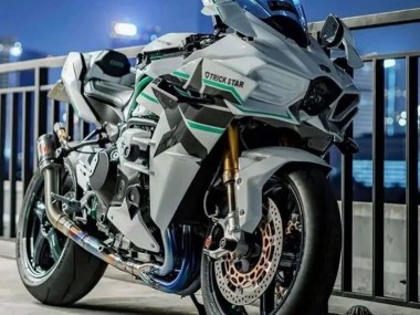 2015-2022 Kawasaki Ninja H2 Motorcycle Fairings - White with Green Lines