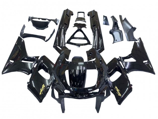 1993-2007 Kawasaki ZZR400 Motorcycle Fairings - Glossy Black Gold Ninja