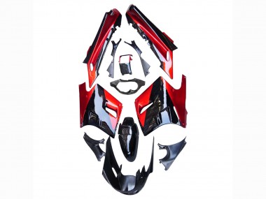 1990-1992 Kawasaki ZZR1100 Motorcycle Fairings - Red Glossy Black
