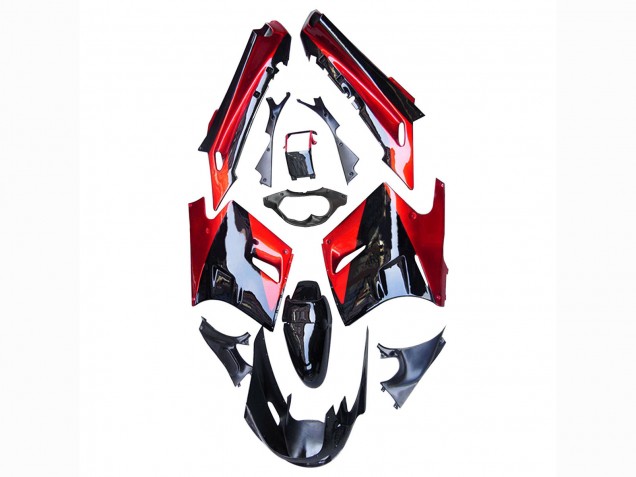 1990-1992 Kawasaki ZZR1100 Motorcycle Fairings - Red Glossy Black