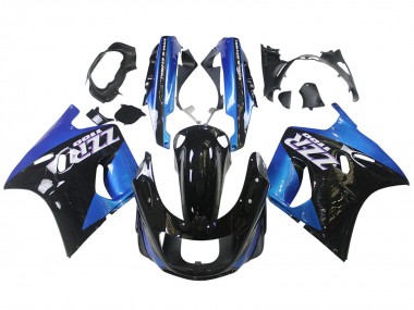 1990-1992 Kawasaki ZZR1100 Motorcycle Fairings - Blue Glossy Black