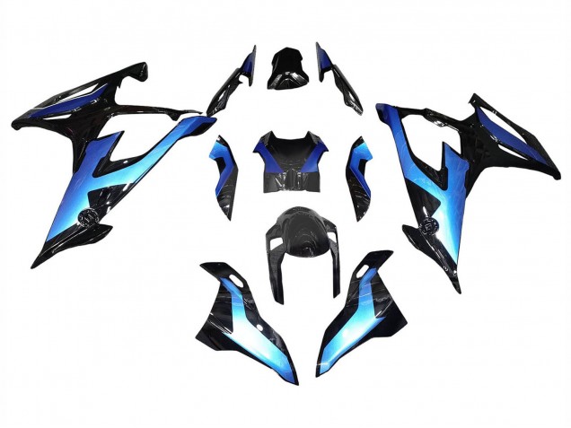 2019-2022 BMW S1000RR Motorcycle Fairings - Black Gradient Blue