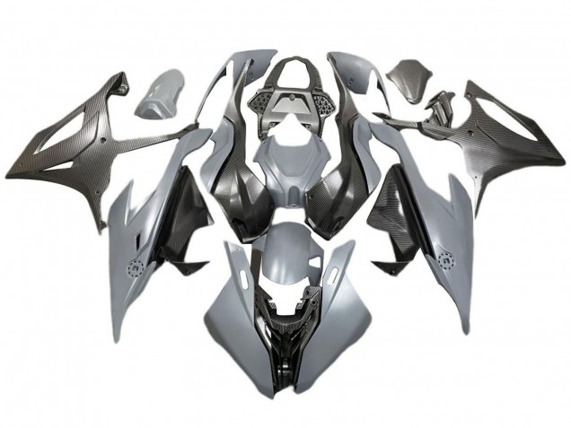2019-2022 BMW S1000RR Motorcycle Fairings - Grey Black Carbon Fiber