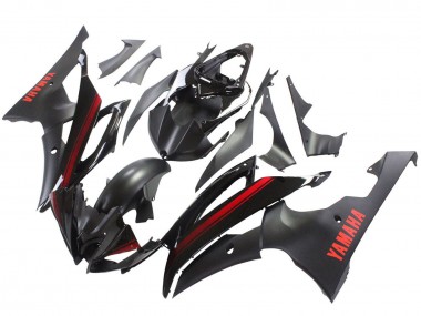 2008-2016 Yamaha YZF 600 R6 Motorcycle Fairings - Glossy Black Matte Black Red Stripe