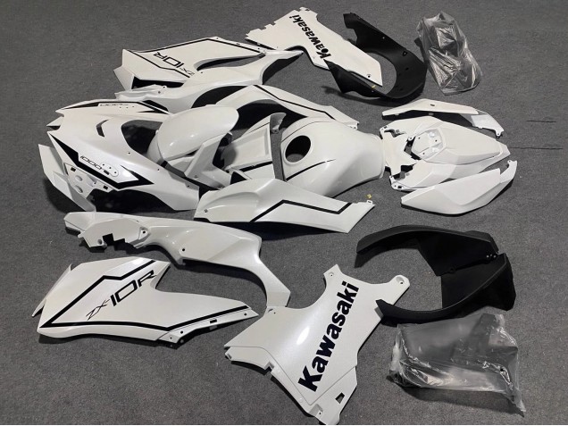 2021-2026 Kawasaki ZX10R Motorcycle Fairings - Pearl White Black