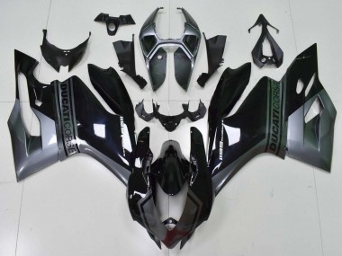 2011-2014 Ducati Panigale 1199 Motorcycle Fairings - Grey Glossy Black