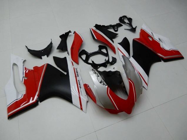 2011-2014 Ducati 1199 Motorcycle Fairings - White Red Matte Black