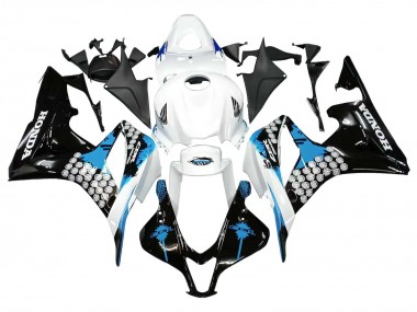 2007-2008 Honda CBR600RR Motorcycle Fairings - White Light Blue Glossy Black