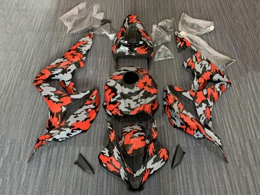 2007-2008 Honda CBR600RR Motorcycle Fairings - Red Grey Camouflage