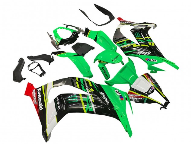 2011-2015 Kawasaki ZX10R Motorcycle Fairings - Green Yellow Black White Elf Monster