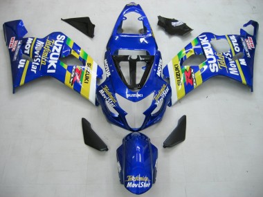 2004-2005 Suzuki GSXR 600 / GSXR 750 Motorcycle Fairings - Blue White Yellow Green Telefonica Motul MoviStar