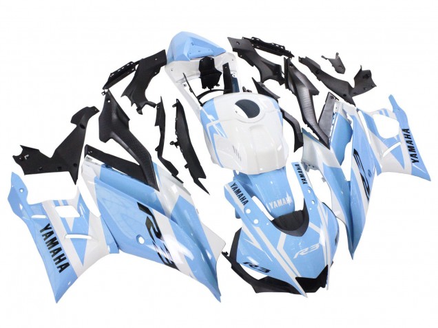 2022-2024 Yamaha YZF R3/R25 Motorcycle Fairings - White Light Blue