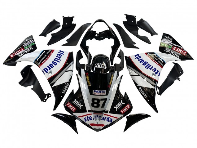 2009-2011 Yamaha YZF 1000 R1 Motorcycle Fairings - Glossy Black White Red Volvo Fimer Yamalube 87