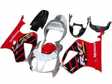 2000-2006 Honda VTR1000 Motorcycle Fairings - Silver Red Black Stripe Racing
