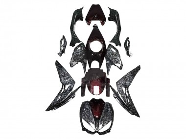 2014-2019 Kawasaki Z1000 Motorcycle Fairings - Black Red Forged Carbon Fiber