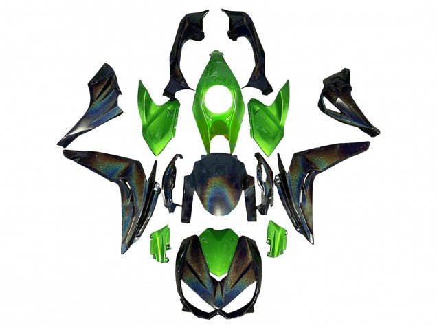 2014-2019 Kawasaki Z1000 Motorcycle Fairings - Green Rainbow